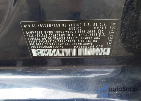 2017 Volkswagen Golf Gti Autobahn 4-Door/S 4-Door/Se 4-Door/Sport 4-Door from USA, damaged, VIN 3VW447AU0HM013112